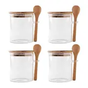 4-Piece Set of Overnight Oats Storage Jars with Lids and Spoons for Easy Portioning