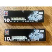 Deadstock Vintage In Box Halloween White Ghost Small Battery String Lights