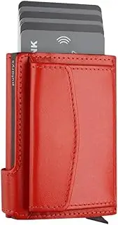 [pul pularys] pularys Mini Wallet LONDON - Credit Card Holder Made of Italian Leather - RFID blocking - Size: 2.95 x 3.74 x 1.18 inches - Front Pocket Wallet For Men and Women, Orange, Small, Classic