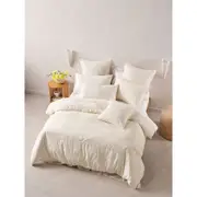 Linen House Chica Cotton Quilt Cover with Pillowcases Bedding Set Natural
