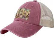 [SDEGTHO] Paris Eiffel Tower Printing Summer Trucker Hat with Adjustable Snapback and Mesh Back for Women Men Travel Hiking Fishing