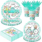 Hello Spring Plates and Napkins Set