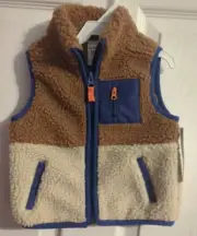 Sherpa vest NEW with tags CARTERS Zip up Infants size 12 month Super cute!