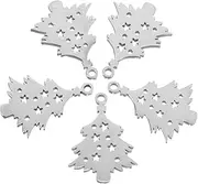 5pcs Christmas Tree Snowflake Pendant Christmas Suits Gold Christmas Tree Collar Christmas Earrings Christmas Tags for Christmas Tree Accessories Stainless Steel Silver