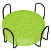 8 Pcs Silicone Coasters with Holder, 4 Inch Round Coaster for Drink, Green