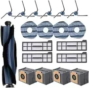19 PCS Replacement Parts for Eufy X10 Pro Omni Vacuum Cleaner Accessories Kit, 1 Main Brush, 6 Side Brushes, 4 Mop Cloth Pads, 4 Vacuum Dust Bags, 4 Hepa Filters