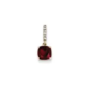 14K Yellow Gold Real Diamond and Garnet Pendant
