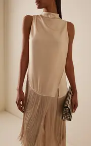 [LAPOINTE] Fringed Satin Top