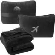 Travel Blanket Pillow in Mini Soft Packable Case Premium Plush Airplane Blank...