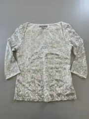 banana republic blouse xs nwt 0 Sequin White Sparkle Top Knit Side Zip