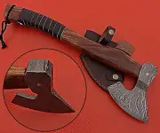 Hand forged custom made hatchet axe hand made Damascus steel blade SS-17344