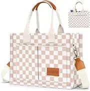 [Ayieyill] Canvas Tote Bag for Women with Pockets Crossbody Bag Tote Shoulder Handbags Casual Work Bags Everything Tote Bag