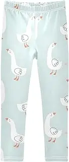 [Joisal] Cute Geese Blue Girl Leggings, Flexible for Yoga Pants Kids, 4-10T