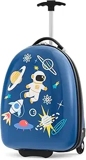 [HONEY JOY] Kids Luggage, 12” Children Hardshell Backpack & 16” Toddler Travel Rolling Suitcase, 2 Pcs Lightweight Carry On Luggage Set, Kids Luggage with Wheels for Girls & Boys, Blue Astronaut, 13” x