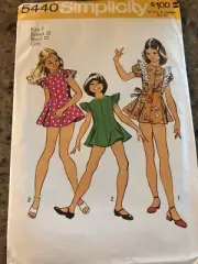 1972 SIMPLICITY #5440 - GIRLS CUTE MINI DRESS & BIKINI PANTS PATTERN 7 FF