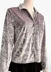 Victoria's Secret Pajama Top Crushed Velvet Button Front Lavender Large NWT