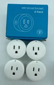 WiFi Smart Socket 4 Pack White Smart Plug Compatible Alexa Google Echo 2.4G Only