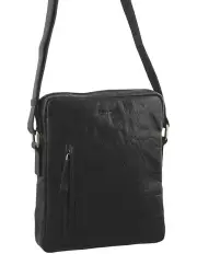 [PIERRE CARDIN] Rustic Leather I-Pad Bag in Black