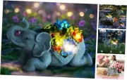 Solar Garden Decor for Outside, Garden Statues Elephant Lawn Ornaments,