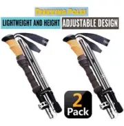 2 Pack Trekking Poles Collapsible Nordic Hiking Walking Sticks Folding Climbing