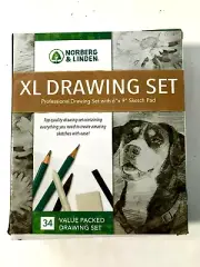 Norberg & Linden XL Drawing Set Professional Drawing Set With 6" x 9" Sketch Pad