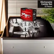 12 Piece Kitchenette Combo Set, Stainless Steel, Mixing Bowl, Deep Colander, Mea
