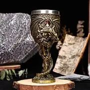Medieval Mythology Wine Glass,Dragon Warrior Creative 3D Monster Dragon Stainless Steel Red Wine Goblet