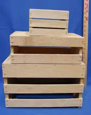 Set 3 Hand Crafted Wood Wooden Nesting Boxes Fruit Crates Home Decor Primitive