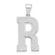 Sterling Silver Rhodium-Plated Letter R Initial Pendant