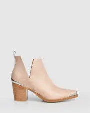 [Belle & Bloom] Austin Croc Embossed Ankle Boot - Blush