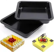Square Cake Pan, Oven Dish - Roasting Tray - Stainless Steel, Oven Dish - Premium Non-stick Coating - Carbon Steel - Set 2