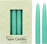 Zest Candle 12-Piece Taper Candles, 6-Inch, Aqua
