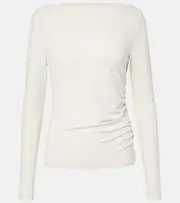 [Max Mara] Max Mara Catullo ruched crêpe jersey top UK 18 brown