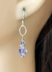 Lavender Crystal Sterling Silver Earrings Sundance Treasures Jewelry