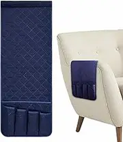 Arm Chair Caddys for Recliner - Hangings Caddys Remote Control Holder with 5 Pockets,Pongee Quilted Cotton Fabric Sofa Tray Armrest Organiser for Magazines, Phones, Books and Laptops Jmedic
