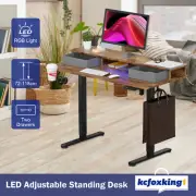 Electric Computer Standing Desk LED Sit Stand Up Table Height Adjustable Light