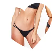 NWT RISE CITY SWIMWEAR "RAINE" DARK GREY CHEEKY SKIMPY STRAPPY BIKINI BOTTOMS S