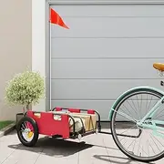 Bike Trailer Red Oxford Fabric and Iron-Bike Trailer Cargo in Steel Frame,Extra Bicycle Storage Carrier with Hitch