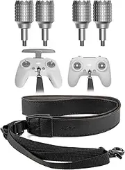LKTOP Lanyard Neck Strap+Joysticks for DJI FPV Remote Controller 3/2, Adjustable Leather Lanyard Controller Sticks