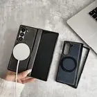 For Samsung Galaxy Z Fold 6 5 4 3 Case PU Leather Magnetic Ring Kickstand Cover