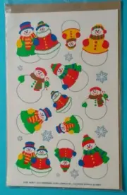 Vtg Current Inc. Christmas Snowmen Unused Sticker Sheet