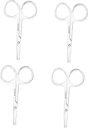 Healeved 4pcs Nose Hair Scissors Eyebrow Trimmer for Men Women Rounded Tip Grooming Scissors Tool for Facial Hair Travel Friendly Durable