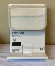 IKEA DRONJONS Wall Dtorage with Basket Shelf Hooks White 11¾ × 4 × 17" NEW