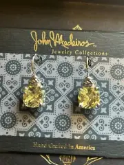 John Medeiros Earrings - Anvil Collection Square Cut Peridot French Wire
