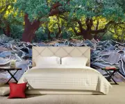 3D Forest Sunshine Tiles Self-Adhesive Bedroom Wallpaper Waterproof Wall Murals