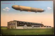 Mint Color Picture Postcard Germany Zeppelin Airship Over Friedrichshafen Hall