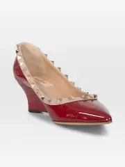 Maroon Patent Rockstud Wedges