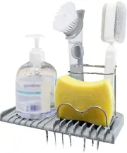 Gosmol sponge holder for kitchen sink caddy accessories 9.1x4x4.2 inch, gray
