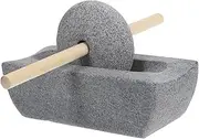 LOPUNER 1 Set Traditional Chinese Stone Mill Desktop Manual Hand Crank Grinder for Spices Coffee Beans Tea Leaves Garlic Condiment Mill with Efficient Grinding