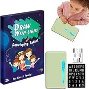 Magic LED Light Drawing Pad - Drawing Tablet for Kids,Portable Toddler LED Drawing Board, Reusable Magic Drawing Pad, Educational Game for Girls Boys Family Friends